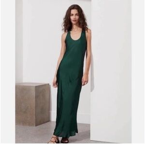 Banana Republic Dark Green Maxi Slip Dress